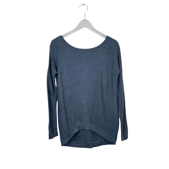 Halston Heritage Waffle Knit High Low Sweater in Gray - Picture 1 of 9